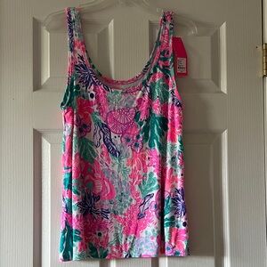 Lilly Pulitzer Pink and Green Floral Tank Top